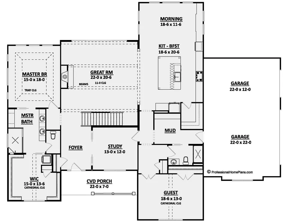 The Mill Creek main level floor plan